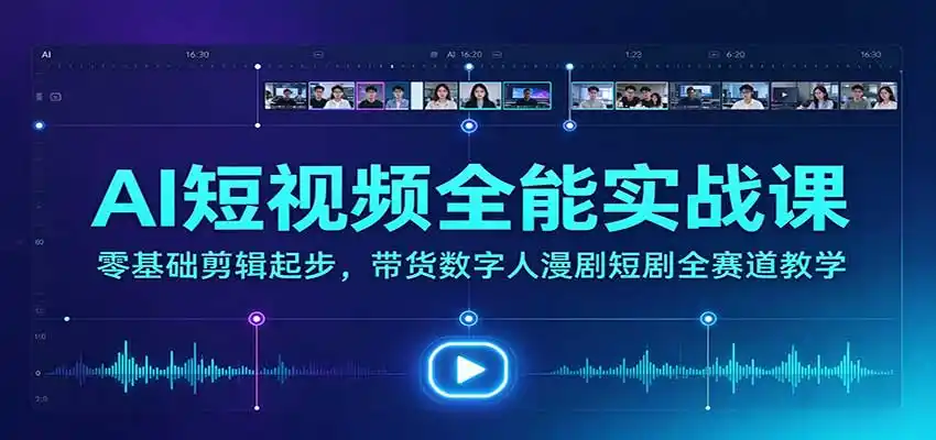 AI短视频全能实战课：零基础剪辑起步，带货数字人漫剧短剧全赛道教学-298资料