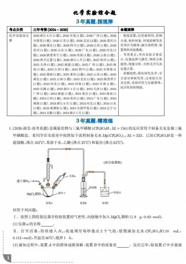 化学实验综合题–2027高考化学好题分类汇编-298资料