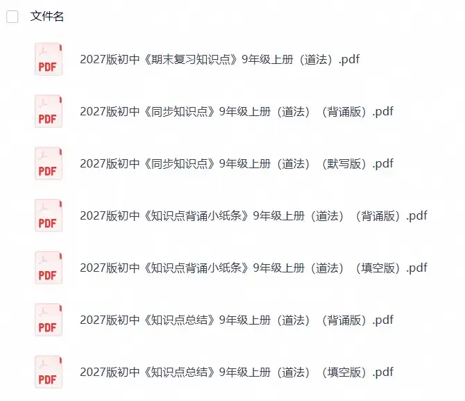 2027版初中《知识点总结》9年级上册（道法）（2026年8月定稿）-298资料