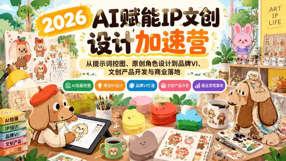 2026AI赋能IP文创设计加速营：从提示词控图、原创角色设计到品牌VI、文创产品开发与商业落地-298资料
