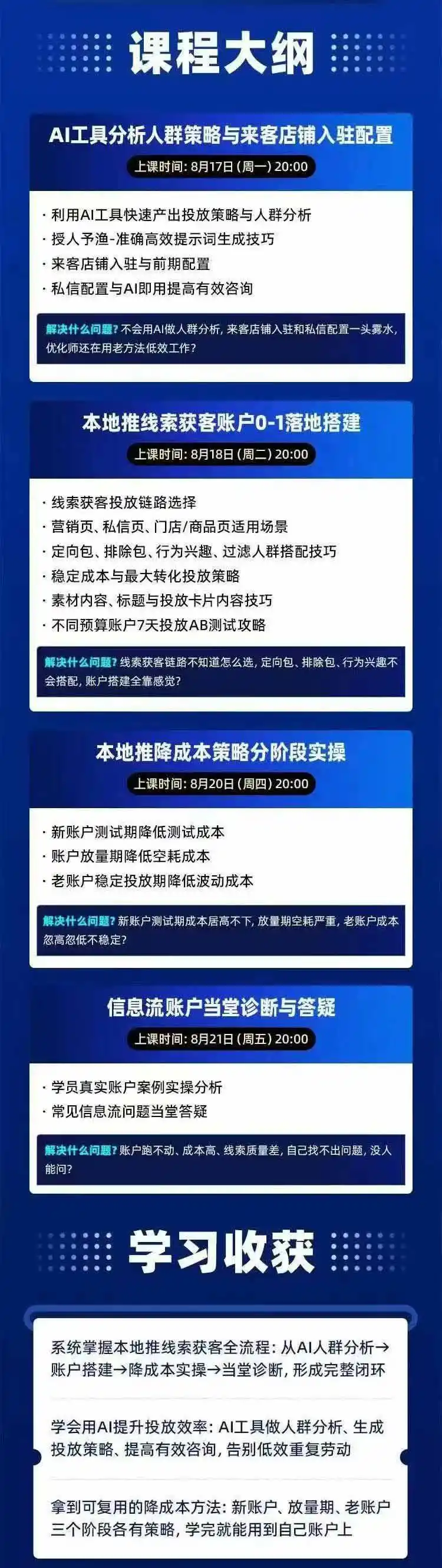 图片[2]-2026巨量AD本地推线索获客全流程实战课-33期：AI人群分析、账户搭建、7天测试、分阶段降本与投放优化-298资料