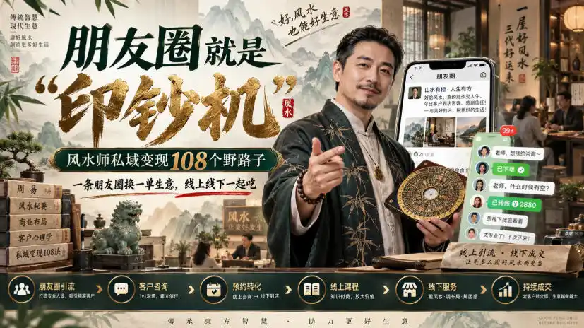 朋友圈就是“印钞机”，风水师私域变现108个野路子，一条朋友圈换一单生意，线上线下一起吃【文档】-298资料