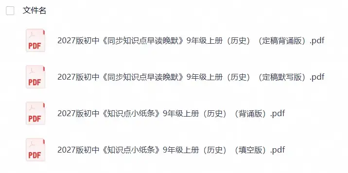 2027版初中《知识点小纸条》9年级上册（历史）（26年8月定稿）-298资料
