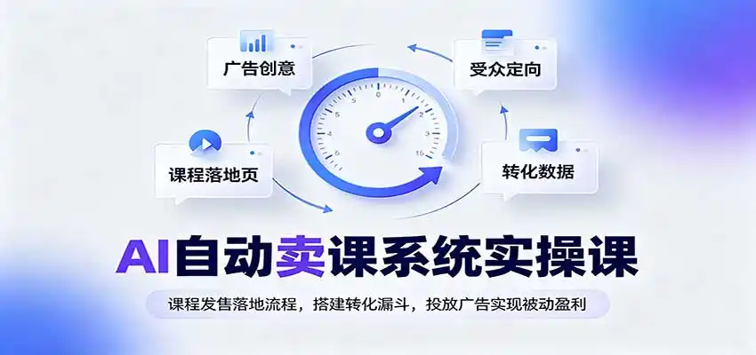 AI自动卖课系统实操课:课程发售落地流程,搭建转化漏斗,投放广告实现被动盈利-298资料