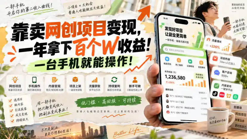 网创小程序虚拟资料变现,一年拿下百万收益,一部手机就可以做,0成本变现副业!-298资料