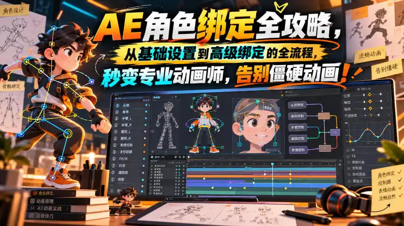 【无水印】AE角色绑定全攻略，从基础设置到高级绑定的全流程，秒变专业动画师，告别僵硬动画！【原创双语字幕】-298资料
