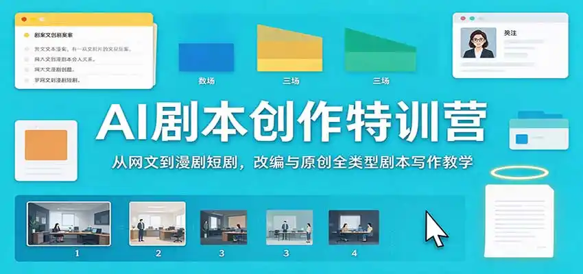 AI剧本创作特训营：从网文到漫剧短剧，改编与原创全类型剧本写作教学-298资料