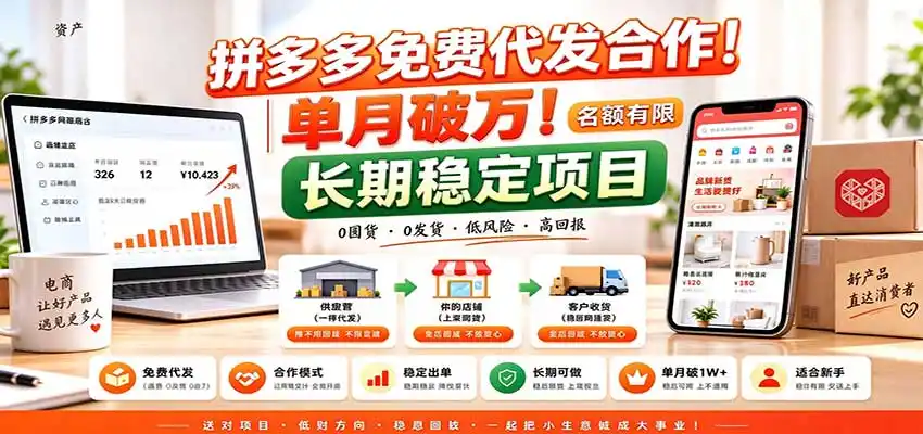 拼多多免费代发合作｜单月破万！长期稳定项目，名额有限-298资料