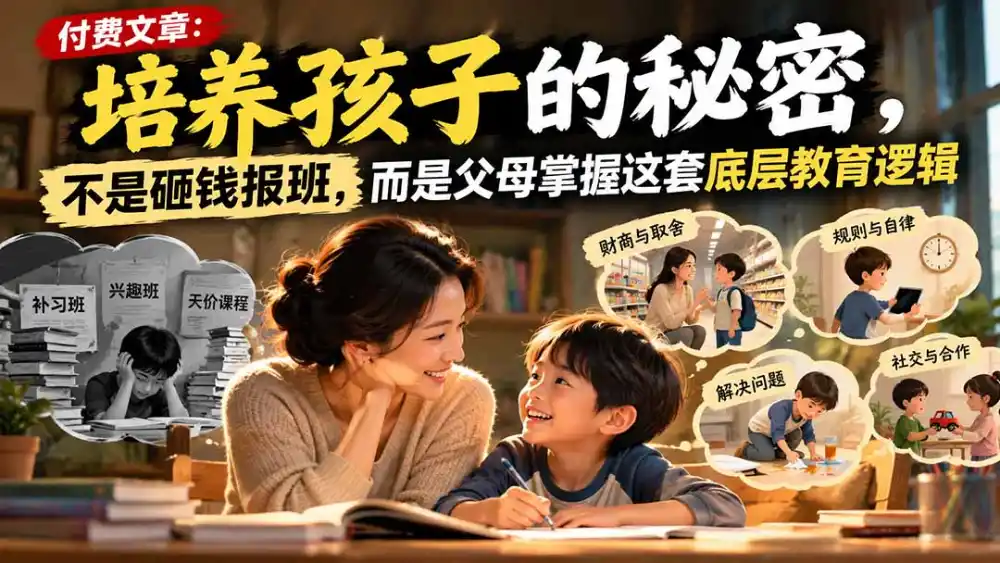 付费文章：培养孩子的秘密，不是砸钱报班，而是父母掌握这套底层教育逻辑-298资料