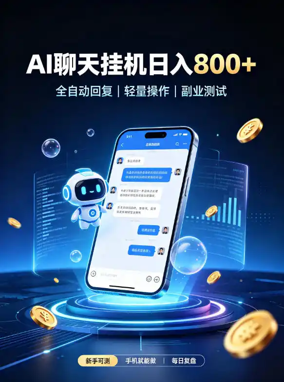 AI聊天挂G项目，日入800➕，全自动操作，适用个人副业，支持工作室矩阵操作【揭秘】-298资料