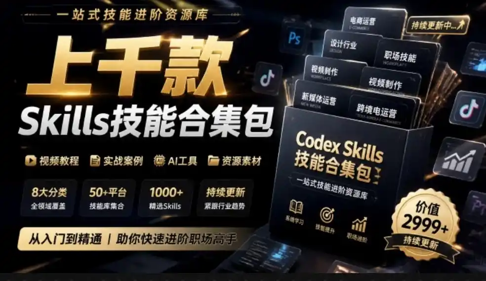 真值得收藏了，这次！上千款AI Skills技能直接被人打包好了，给AI工具备下了一整间技能商店-298资料