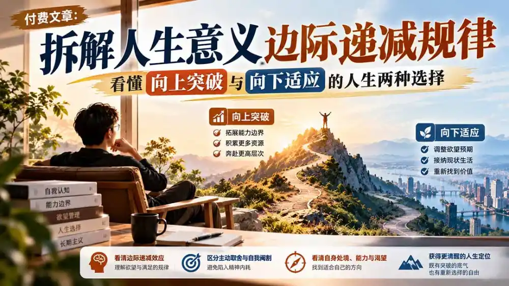 付费文章：拆解人生意义边际递减规律，看懂向上突破与向下适应的人生两种选择-298资料