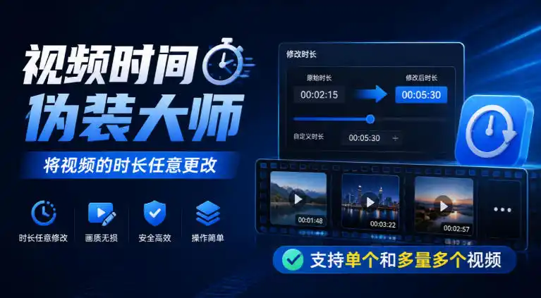 视频时间伪装大师，将视频的时长任意更改，支持单个和多量多个视频-298资料