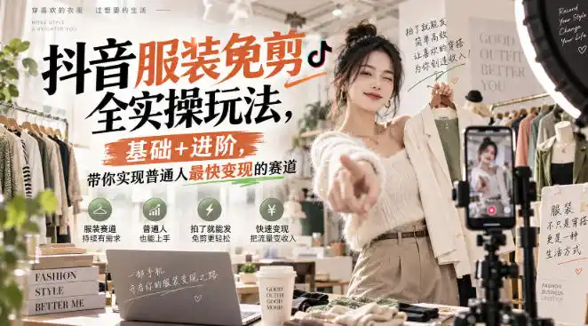 抖音服装免剪全实操玩法，基础+进阶，带你实现普通人最快变现的赛道-298资料