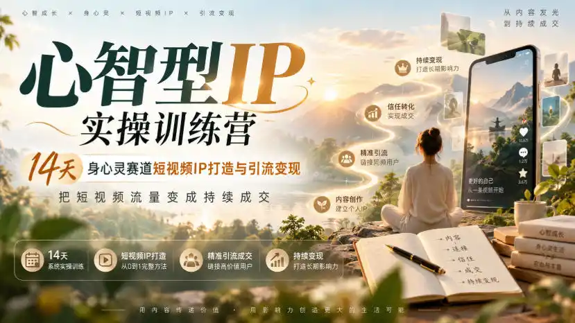 心智型IP实操训练营|14天身心灵赛道短视频IP打造与引流变现,把短视频流量变成持续成交-298资料