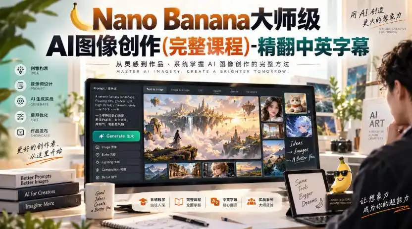 【无水印】Nano Banana大师级AI图像创作(完整课程)-精翻中英字幕-298资料