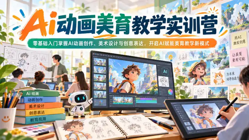 Ai动画美育教学实训营，零基础入门掌握AI动画创作、美术设计与创意表达，开启AI赋能美育教学新模式-298资料
