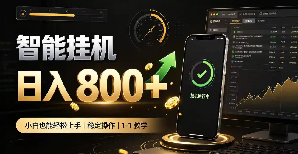 零值守智能挂G，副业高效增收居家智能挂G，新手也能日入800【揭秘】-298资料
