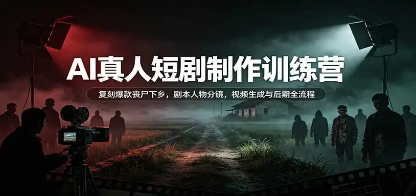 AI真人短剧制作训练营：复刻爆款丧尸下乡，剧本人物分镜，视频生成与后期全流程-298资料