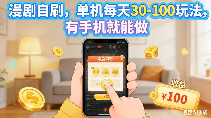 漫剧自刷，单机每天30-100玩法，有手机就能做，可矩阵操作放大收益【揭秘】-298资料