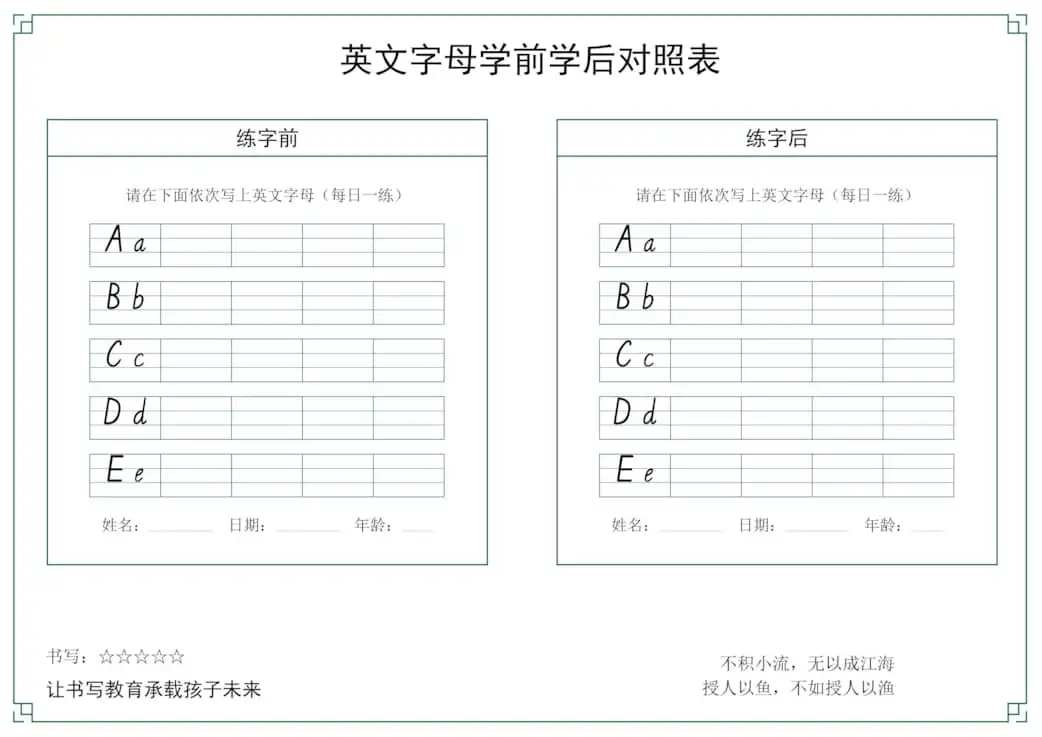 26个英文字母手写体字帖-六年级上册英语-298资料