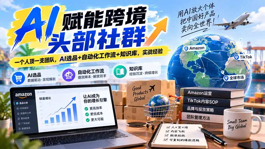 AI赋能跨境头部社群-更新1023：一个人顶一支团队，AI选品+自动化工作流+知识库，实战经验-298资料